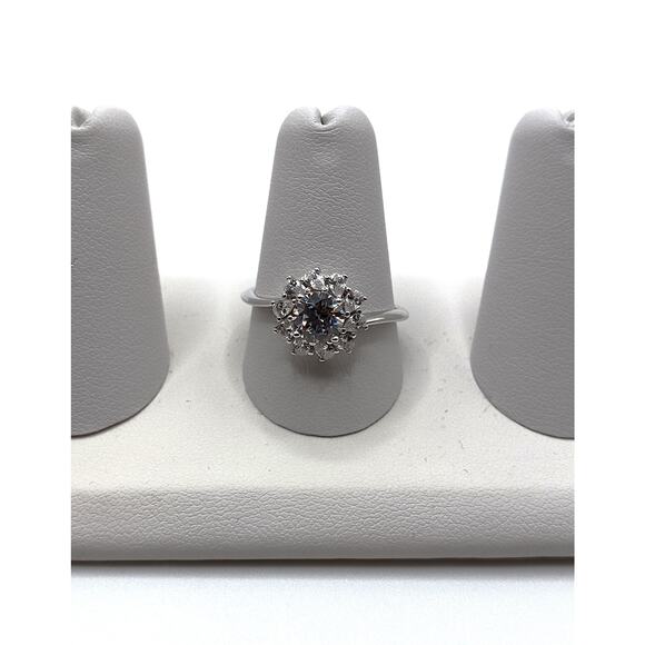 New Sterling Silver Flower Ring Size 9 Stamped 925 CZ Cubic Zirconia - Picture 1 of 4